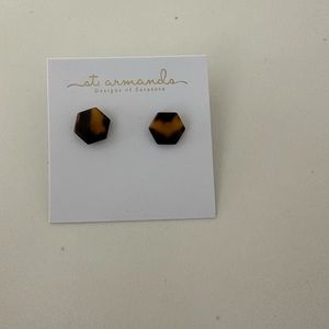 NWT Brown Hexagon Studs